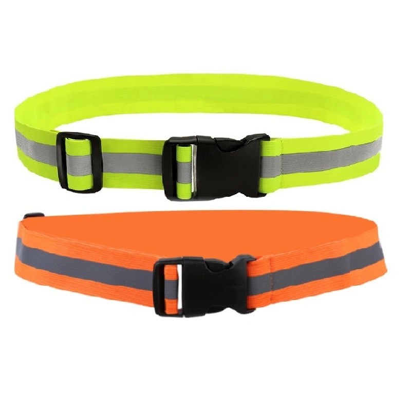 Fluo Green Adjustable Reflective Elastic Waist Belt Running Cycling Reflective Belt Waistband