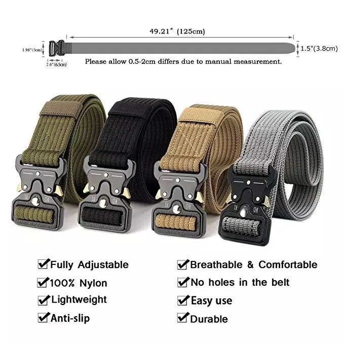 Tactical Belt 100% Nylon with Alloy Buckle Fast Release Design