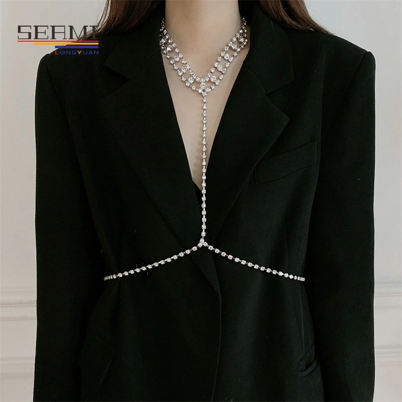 Sexy Hollow Flash Diamond Body Chain Exaggerated Suit Chest Chain