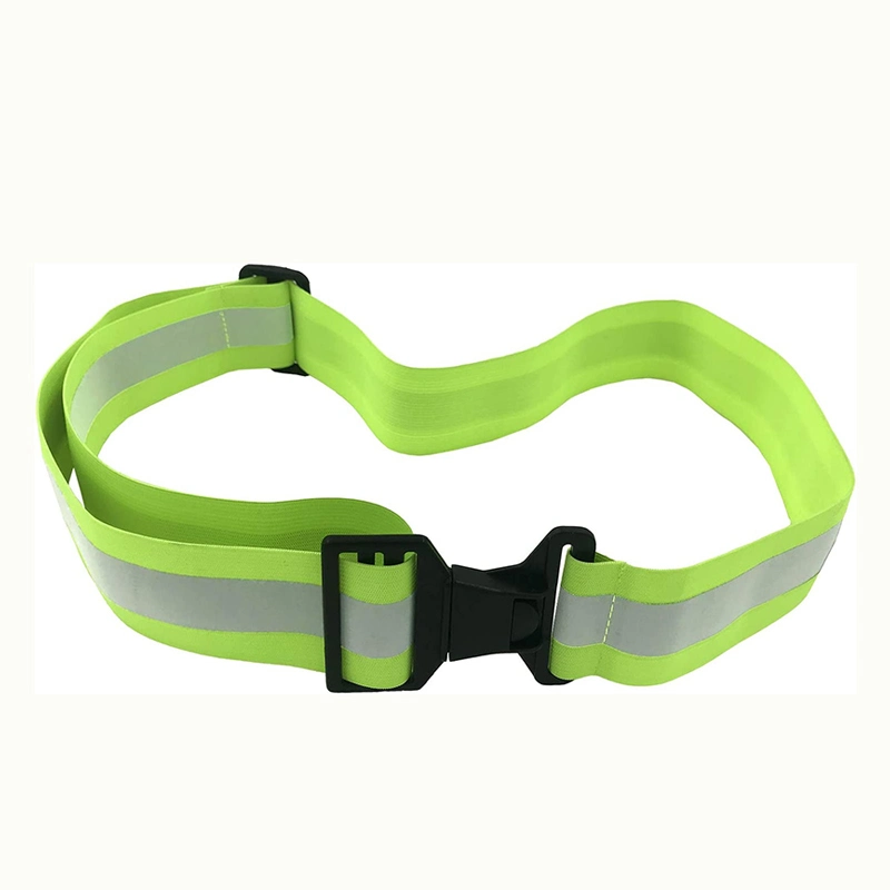 Fluo Green Adjustable Reflective Elastic Waist Belt Running Cycling Reflective Belt Waistband