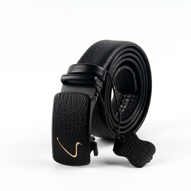 Wholesale Male Ratchet Waist Straps Gift Wide Automatic Buckle Belt Black Strong Casual Business Men Leather Belts